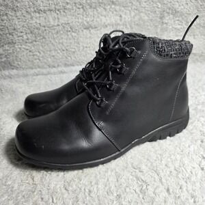 Propet Delaney Black Leather Ankle Boots Booties Womens 9.5 EEEE Extra‎ Wide